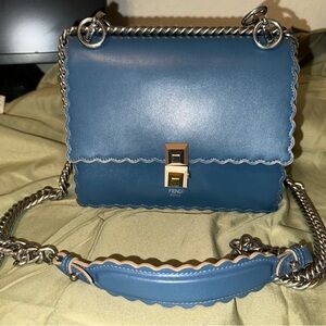 Pre-Loved Fendi Mini Kan I Blue Shoulder Bag – Excellent Condition